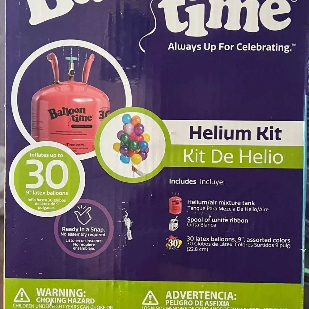 30 Colorful Balloon Time Helium Tank